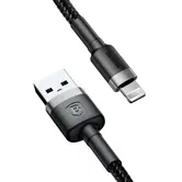 Cablu de date Baseus Kevlar CALKLF-CG1, Lightning, 2 m (Negru/Gri)