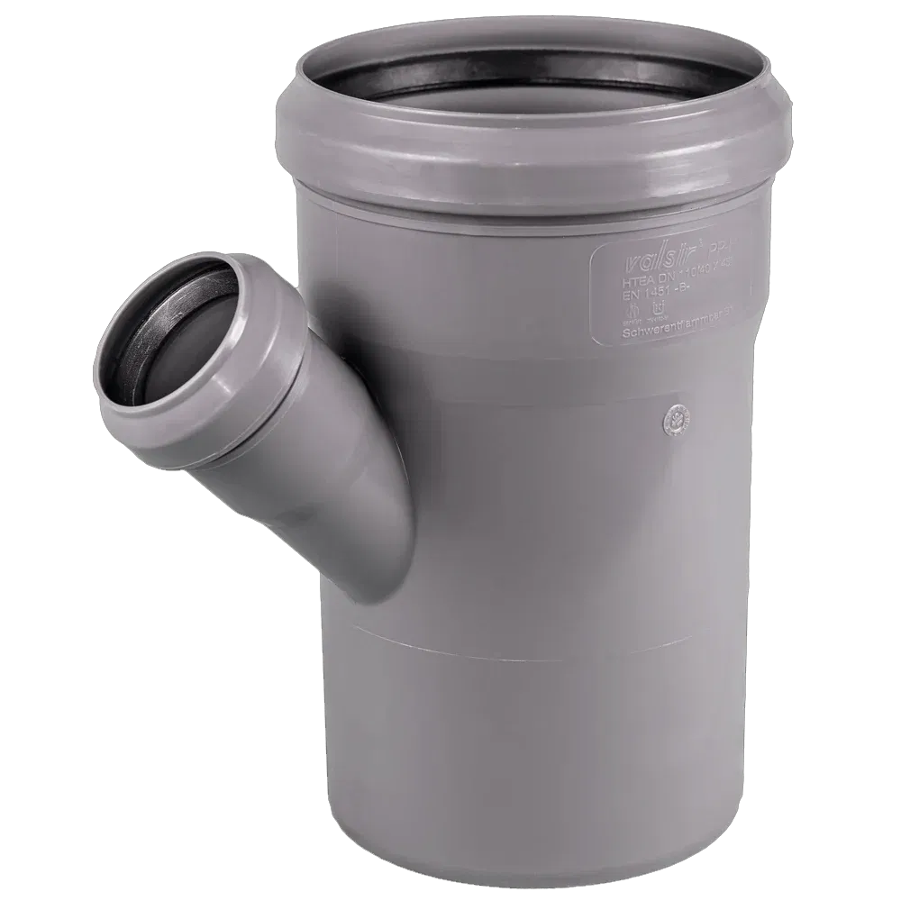 Ramificatie Valrom, PP, gri, 110 x 40 mm, 45 grade