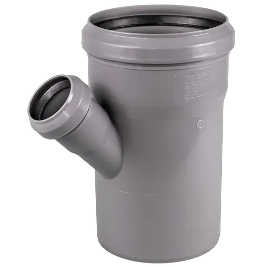 Ramificatie Valrom, PP, gri, 110 x 40 mm, 45 grade