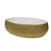 Lavoar oval Sanitop Goldie, montaj blat, ceramica, auriu, 48 x 34 x 16 cm