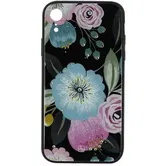 Protectie Spate Just Must Glass Diamond Print Flowers Black Background JMGDPIPXRFLBKB pentru iPhone XR (Multicolor)