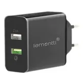 Incarcator Retea Quick Charge Lemontti Dual USB LIRQ3N3A (Negru)