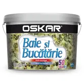 Vopsea lavabila antimucegai Oskar, interior, baie si bucatarie, alb, 2.5 l