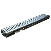 Rigola scurgere cu gratar Standartpark, apa meteorica, PP + metal, 1010 x 145 x 80 mm
