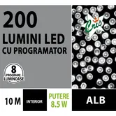 Instalatie Sir pentru interior, Cris, alb rece, 200 led, 8 functii, L: 10 m, alimentare la retea