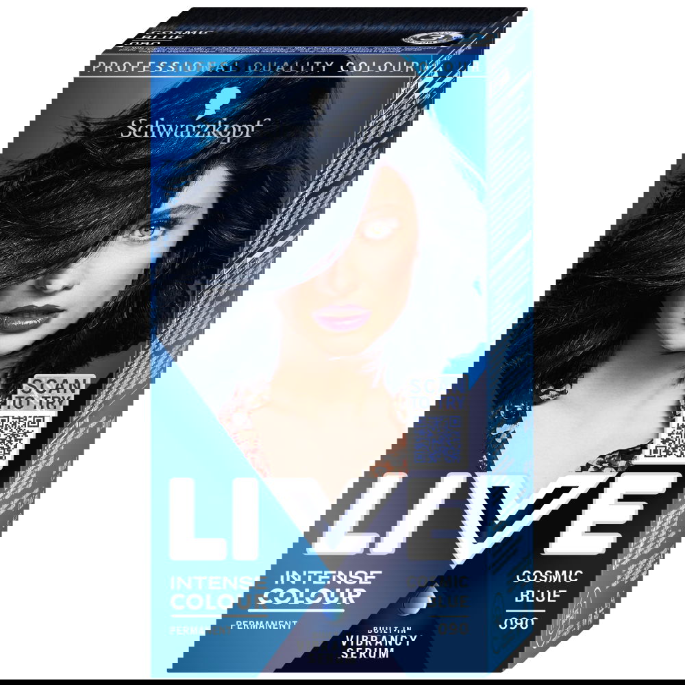 Vopsea de par permanenta 090 Cosmic Blue, 142.5ml, Live