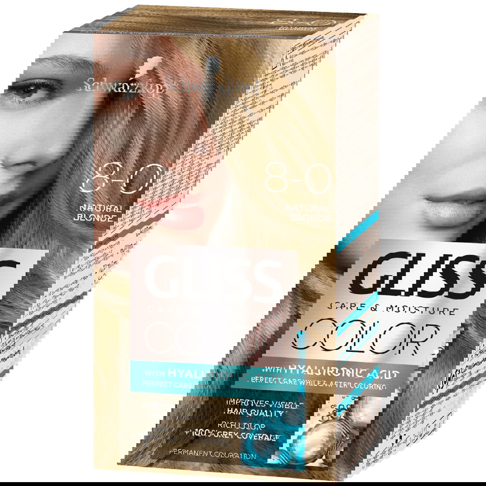 Vopsea de par Color 8-0 Blond Natural, 143ml, Gliss