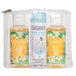 Set Gel de dus 100ml + Spray apa pura 50ml + Sampon 100ml, Evoluderm