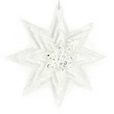 Decoratiune de Craciun stea dubla cu decor laser, plastic, 11cm