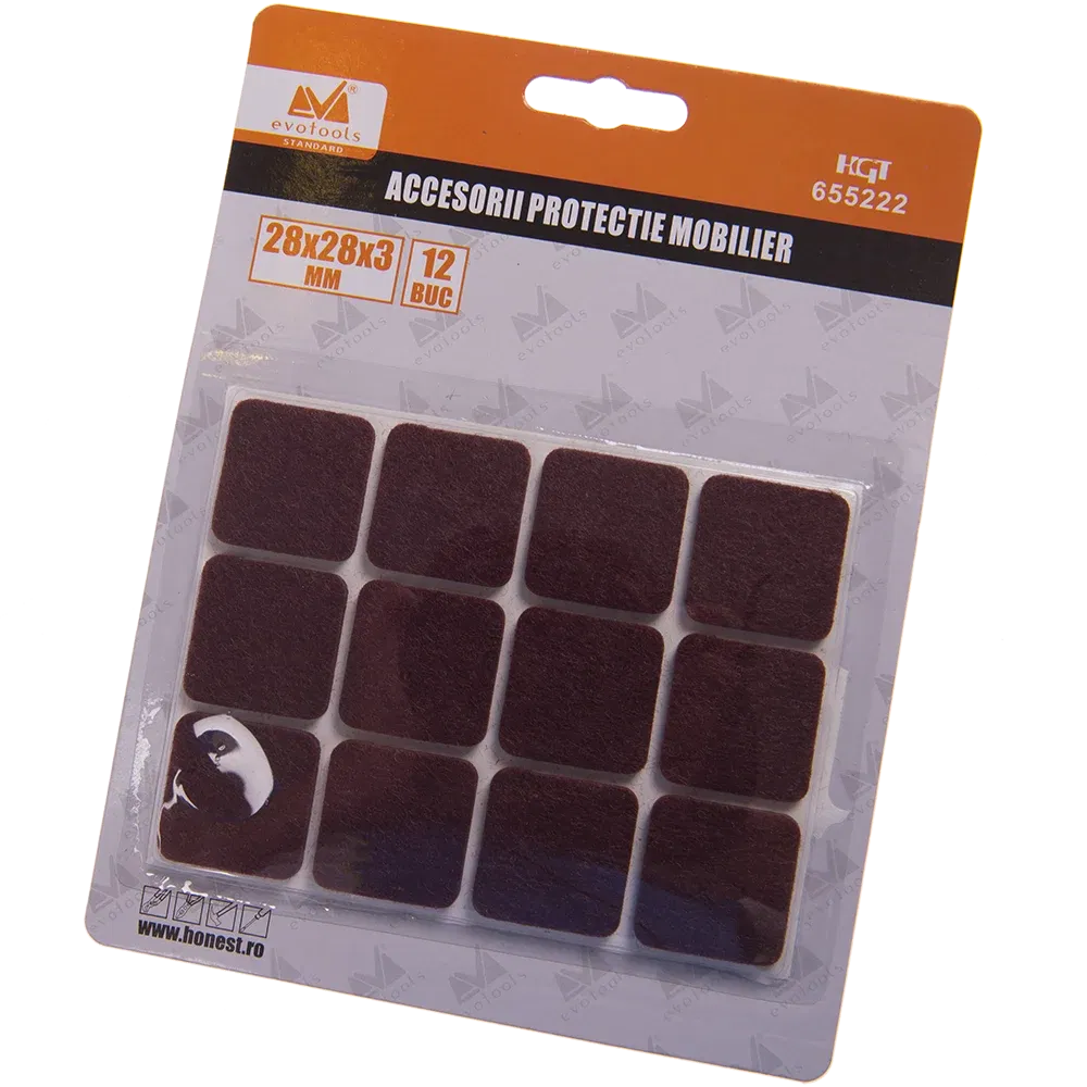 Pastile autoadezive pentru protectie mobilier, 28 x 28 x 3 mm, 12 buc