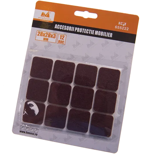 Pastile autoadezive pentru protectie mobilier, 28 x 28 x 3 mm, 12 buc