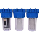 Filtru triplex de apa, carbune + polipropilena + sita, 7 cu 3/4 in linie