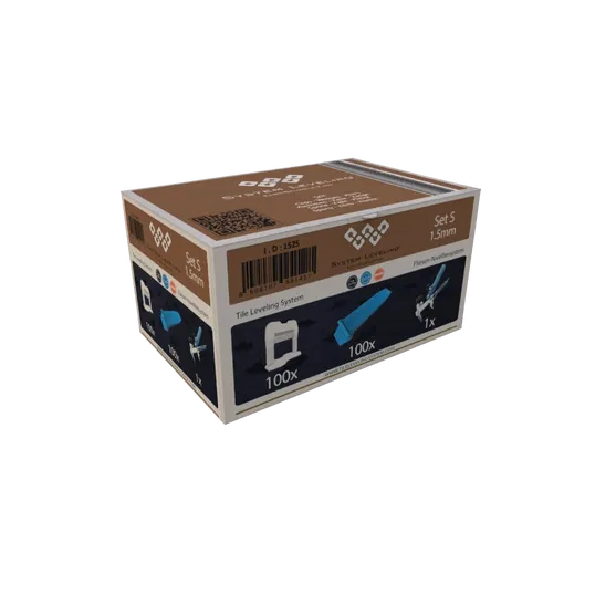 Set nivelare S System Leveling 1.5 mm, 100 clipsuri + 100 pene + cleste