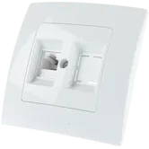 Priza dubla date RJ45 UTP cat 5 Lilium Natural Kare, Makel 32001035, alb