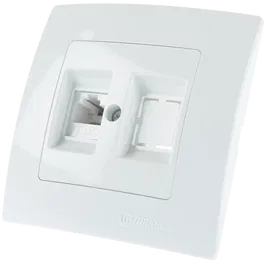 Priza dubla date RJ45 UTP cat 5 Lilium Natural Kare, Makel 32001035, alb