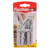 Diblu din nailon cu surub, Fischer SX, 8 x 40 mm, 5 x 55 mm, 10 buc