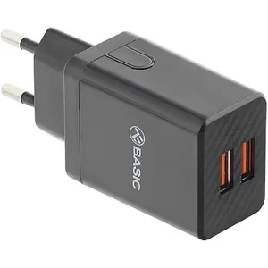 Incarcator retea Tellur Basic TLL151211, 2x USB (Negru)