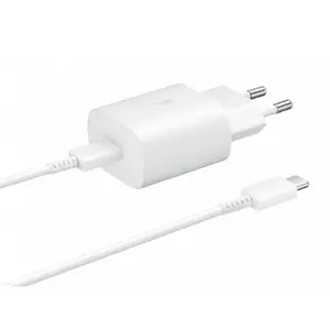 Incarcator retea Samsung EP-TA800XWEGWW Super Fast Charger, 1 x USB-C, 25W + cablu USB-C (Alb)