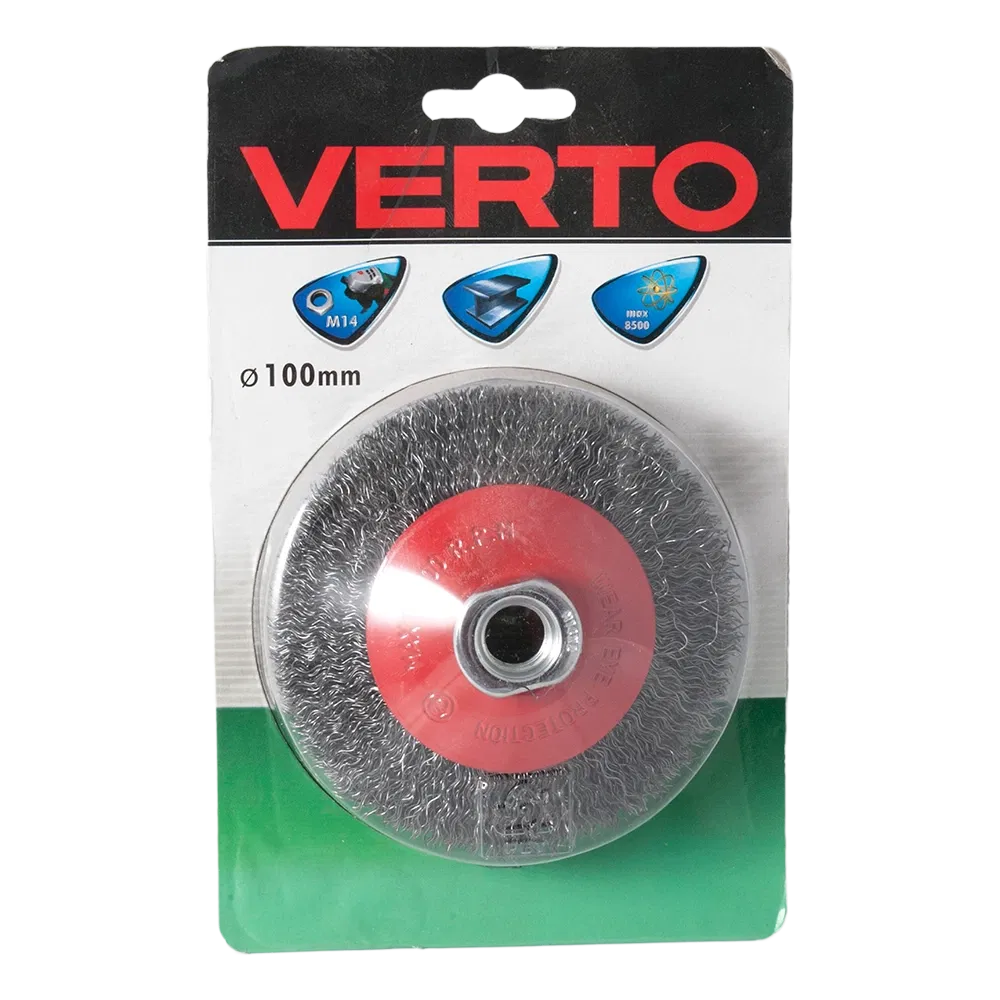 Perie conica, pentru polizor unghiular, Verto 62H112, diametru 100 mm