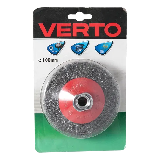 Perie conica, pentru polizor unghiular, Verto 62H112, diametru 100 mm