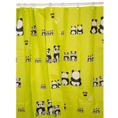 Perdea pentru dus MSV Panda, model ursuleti panda, verde-lime, 180 x 200 cm