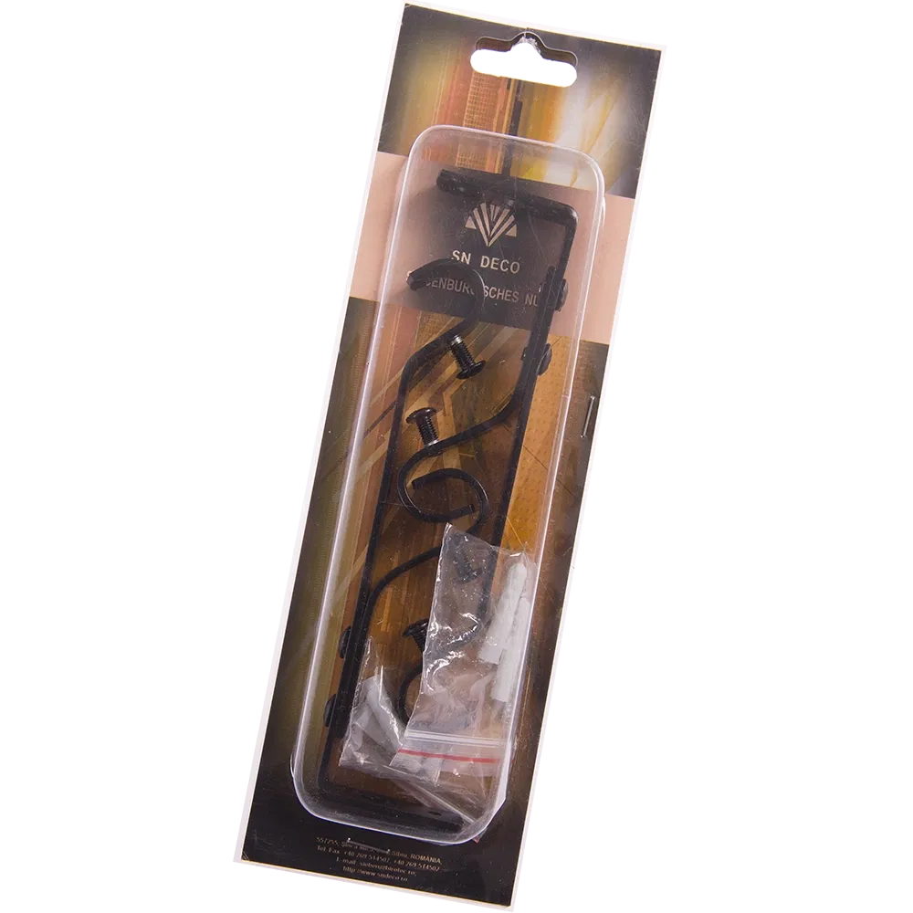 Consola galerie fier forjat, dubla, cu suport, negru, 16 mm, set 2 buc