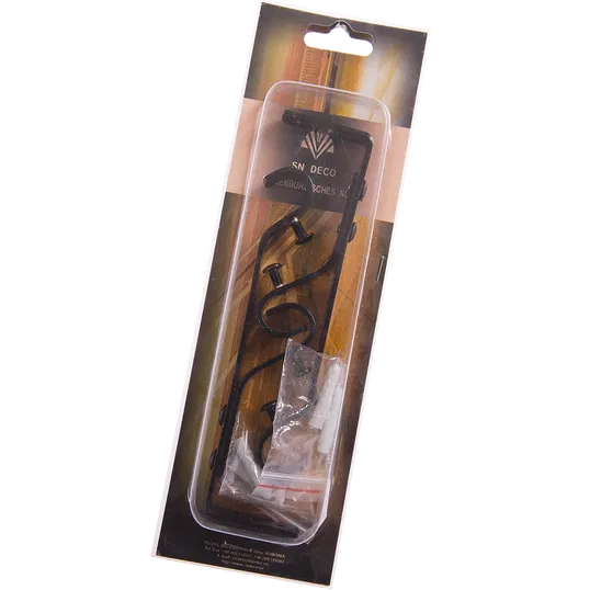 Consola galerie fier forjat, dubla, cu suport, negru, 16 mm, set 2 buc