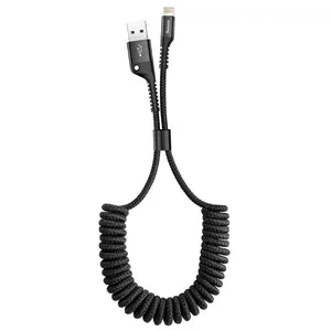 Cablu de date Baseus Fish Eye Spring Data CALSR-01, Lightning, 2A, 1 m (Negru)