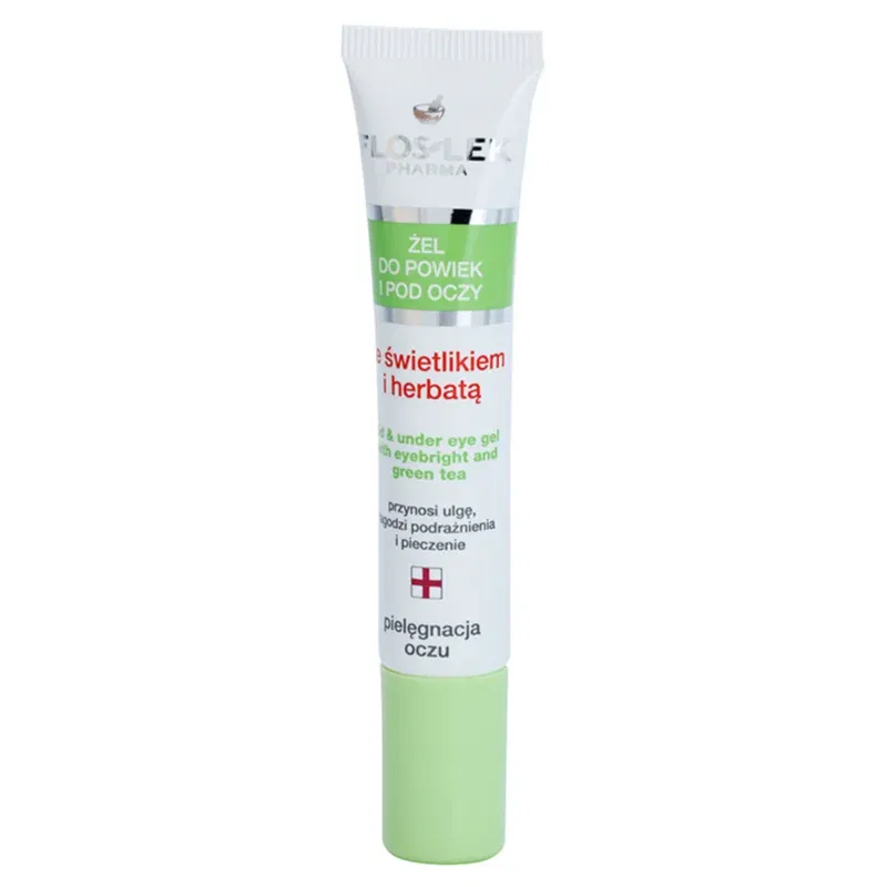 FlosLek Pharma Eye Care Gel pentru jurul ochilor cu un luminator și ceai verde 15 ml