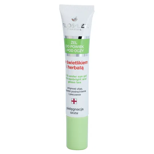 FlosLek Pharma Eye Care Gel pentru jurul ochilor cu un luminator și ceai verde 15 ml