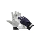 Manusi protectie sofer Marc, piele capra si textil, alb-bleumarin, marimea 8