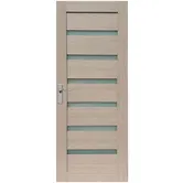 Usa interior celulara cu geam Pamate U73, reversibila, MDF, crem, toc fix, 200 x 80 x 3.5 cm