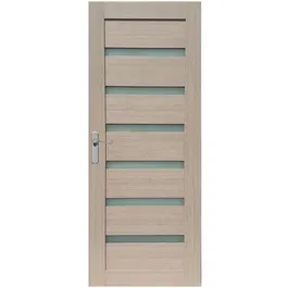 Usa interior celulara cu geam Pamate U73, reversibila, MDF, crem, toc fix, 200 x 80 x 3.5 cm
