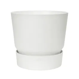 Ghiveci Elho Greenville, plastic, alb, 13.3 l, diametru 29.5 cm, 27.8 cm