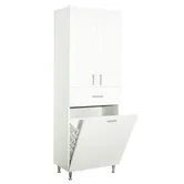 Dulap baie Badenmob Seria 021, cos rufe integrat, 3 usi, PAL, alb, 64 x 37 x 170 cm
