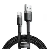 Cablu de date Baseus Cafule Series CATKLF-BG1, Type-C, 1 m, 3A, 480 Mbps (Negru/Gri)