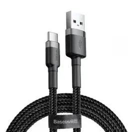 Cablu de date Baseus Cafule Series CATKLF-BG1, Type-C, 1 m, 3A, 480 Mbps (Negru/Gri)
