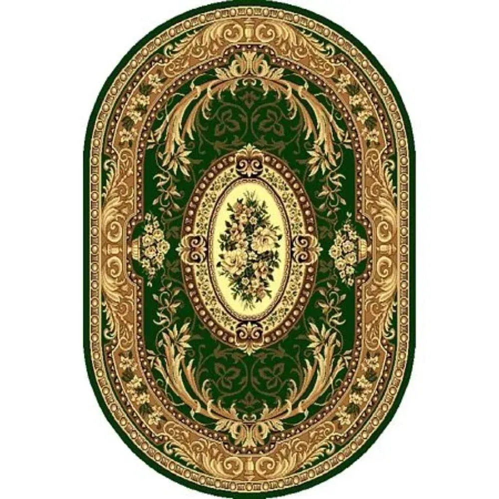 Covor clasic oval Gold 042/32 O, polipropilena, verde, 100 x 200 cm