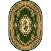 Covor clasic oval Gold 042/32 O, polipropilena, verde, 100 x 200 cm