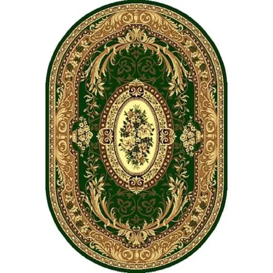 Covor clasic oval Gold 042/32 O, polipropilena, verde, 100 x 200 cm