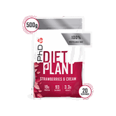 Pudra proteica Diet Plant cu aroma de capsuni si frisca, 500g, PhD