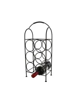 Suport metalic pentru 6 sticle vin, Quasar&Co., model rastel, 52 x 21,5 x 14,5 cm, maro inchis