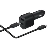Incarcator auto Samsung Super Fast Charger EP-L5300XBEGEU, 1 x USB Type-C 45W, 1 x USB-A 15W + cablu USB Type-C, 1m (Negru)