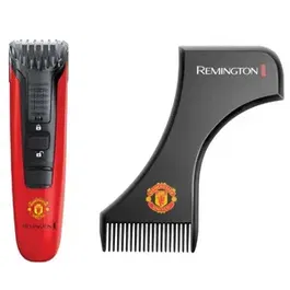 Aparat de tuns pentru barba/mustata Remington Manchester United Beard Boss Styler MB4128, Lame CaptureTrim, Lame lavabile, Indicator LED (Rosu/ Negru)