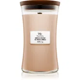 Woodwick Vanilla & Sea Salt lumânare parfumată cu fitil din lemn 609.5 g