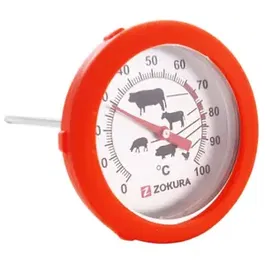 Termometru pentru carne Zokura Z1184, 0 / 100°C (Rosu/Inox)