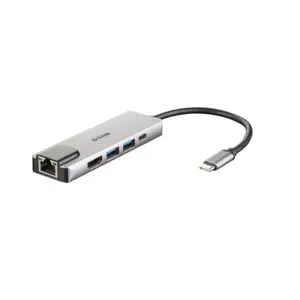 HUB USB D-LINK DUB-M520, Gigabit LAN x 1, USB 3.0 x 2, HDMI x 1, USB Type C x 1 (Argintiu)