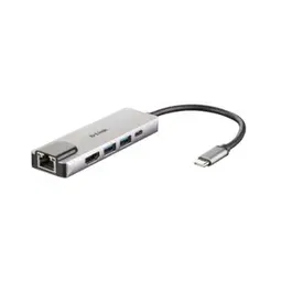 HUB USB D-LINK DUB-M520, Gigabit LAN x 1, USB 3.0 x 2, HDMI x 1, USB Type C x 1 (Argintiu)