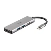 Hub USB D-LINK DUB-M530, 2 x USB 3.0, HDMI, SD/microSD, USB Type-C (Gri)