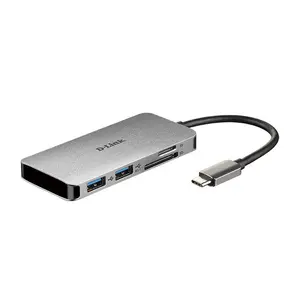 HUB USB D-LINK DUB-M610, SD/microSD Dual Card Reader x 1, USB 3.0 x 2, HDMI x 1, USB Type C x 1 (Gri)